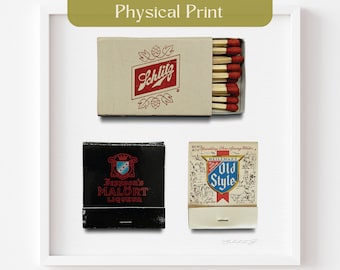 Chicago Dive Bar Matchbox Fine Art Print, Chicago Matches, Vintage Matchbooks, Bar Cart Art, Realistic Match Print, Chicago Handshake Malort