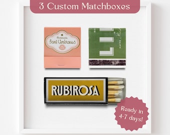 CUSTOM Matchbox Print, 3 Fully Customized Matchbooks, Unique Thoughtful Wedding Present, Holiday Couples Gift, Personalized Anniversary Gift