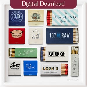 Charleston Matchbox Fine Art Print, Charleston South Carolina kunstposter, Charleston SC Matchbooks, barwagen kunst, realistische luciferafdruk