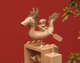 Decoración de dragón chino de madera, 100% hecha a mano, regalo creativo.