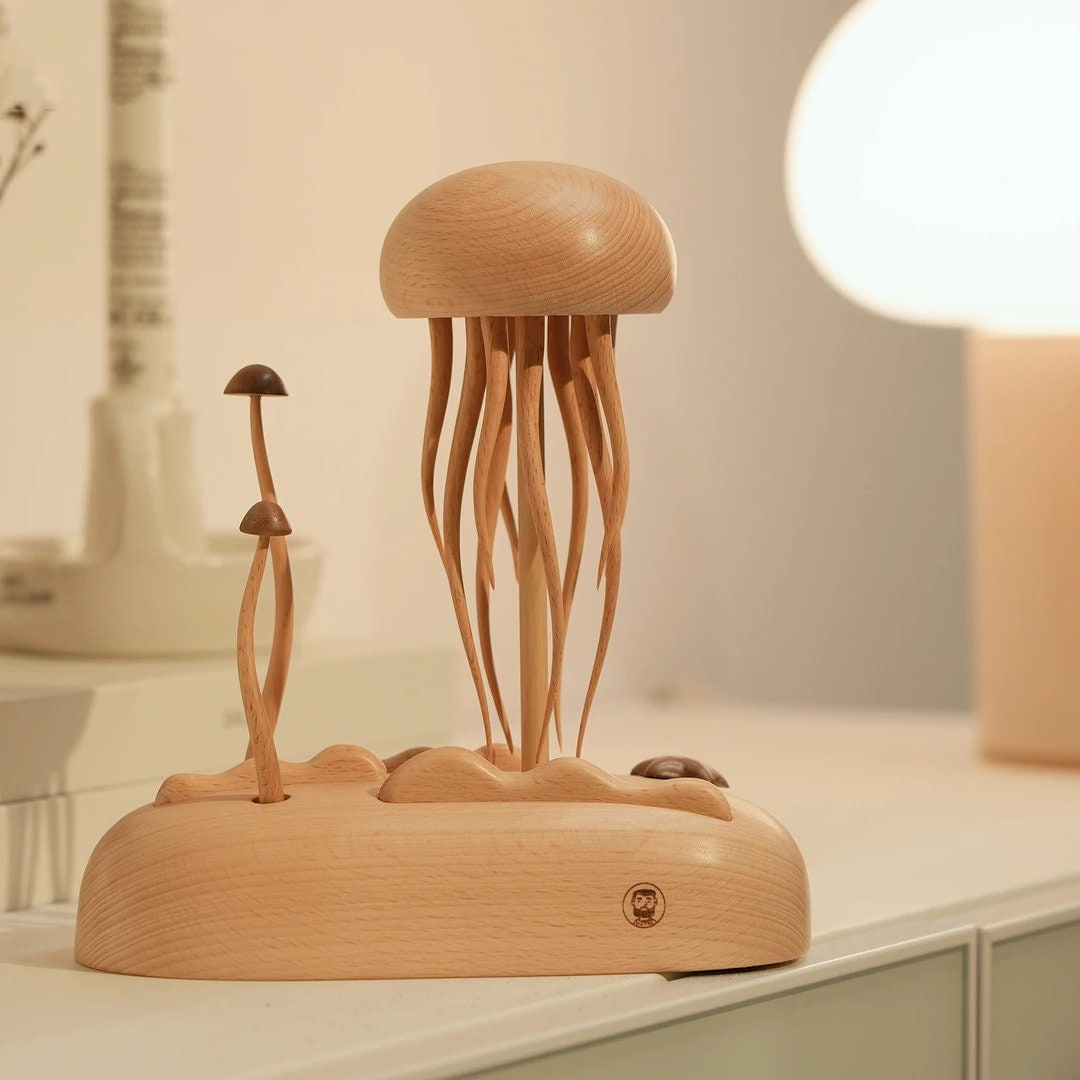 Wooden Jellyfish，100% Hand-made ，creative Desktop Ornament，best