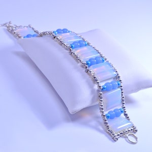 Wide Moonstone Gemstone and Sterling Bracelet image 6