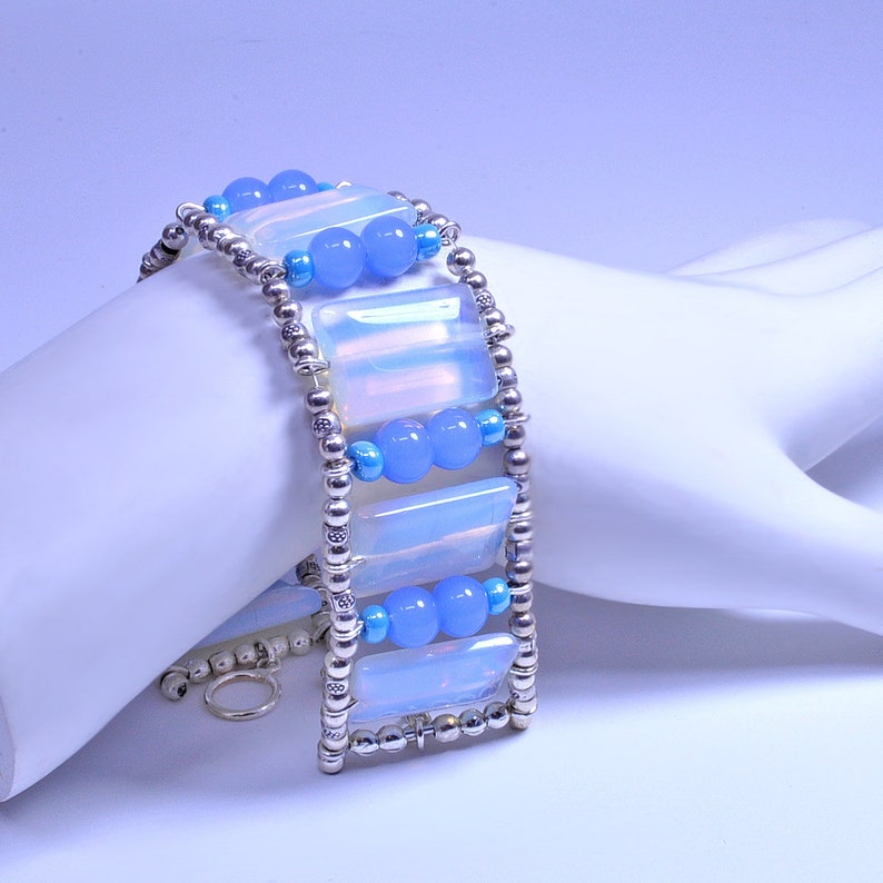 Wide Moonstone Gemstone and Sterling Bracelet image 5