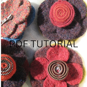 Pattern - Sew a Felt Flower Pin -plus variations! Sewing Instructions, PDF Tutorial