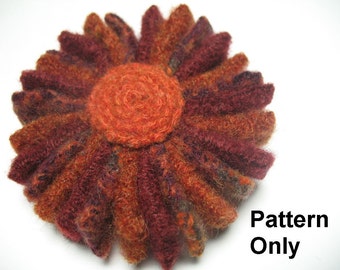 DIY Pattern - Flower Pin - PDF instructions to sew a flower pin with recycled wool felt - scrap project