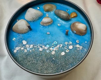 Ocean Breeze Soy Candle | Real Seashells & Beach Sand Decor