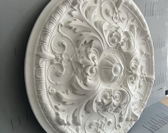 Stuck Rosette Stuckrosette Deckenrosette Zierelement Weiß Stucco Gips Gesso
