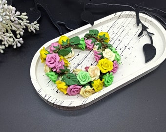 Handgemachte Polymer Clay Rose Armband, Blumenschmuck