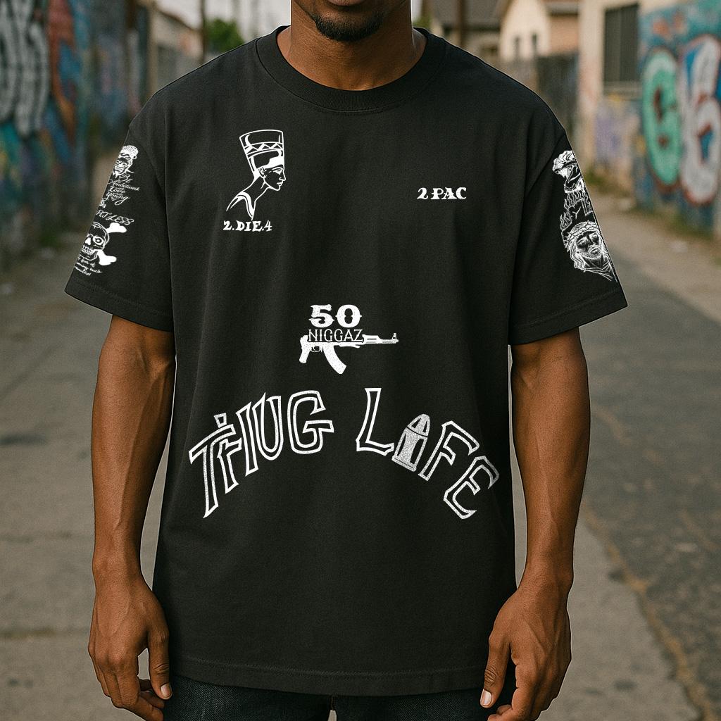 Tupac Shakur Tattoos Black / White T-shirt – Hip-hop