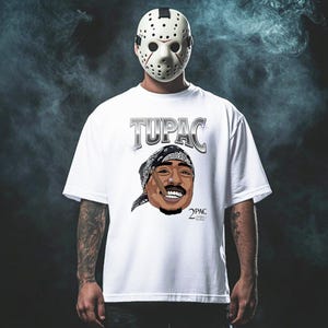 Tupac &quot;Above The Rim&quot; Birdie Black / White T-Shirt – Hip-Hop Streetwear | Regular & Oversized Unisex Fit 2Pac, Makaveli, Rap Wear