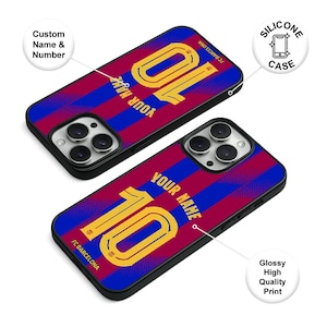 FC Barcelona 2025-2026 Heimtrikot Personalisierte Handyhülle | Benutzerdefinierte Name und Nummer für iPhone, Samsung Silikon Hüllen | Geschenk für Fans