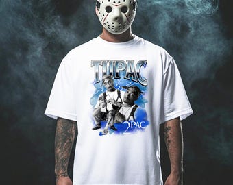 Tupac Shakur, All Eyez On Me Black / White T-Shirt – Hip-Hop Streetwear | Regular & Oversized Unisex Fit 2Pac, Makaveli, Rap Wear