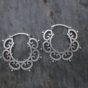 Large Ornate Tribal Hoops image 1