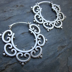 Large Ornate Tribal Hoops image 4