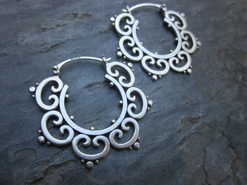 Large Ornate Tribal Hoops image 4