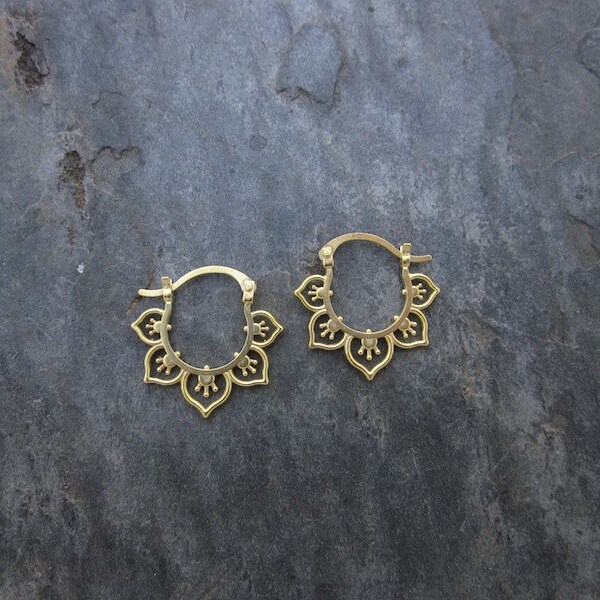 Mini Flower Hoops in Gold Plate