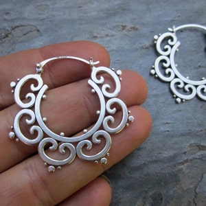 Large Ornate Tribal Hoops image 5