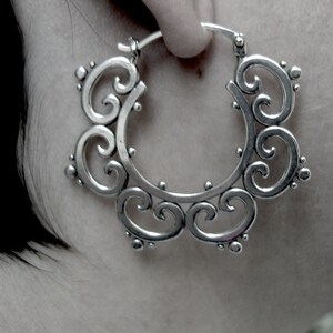 Large Ornate Tribal Hoops image 3