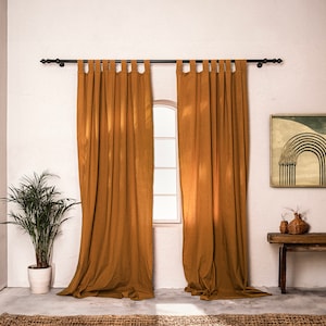 Terracotta Cotton Curtains Natural Fabric Window Treatments Elegant Terracotta Drapes Boho Home Decor Eco-Friendly Curtains for Living Room