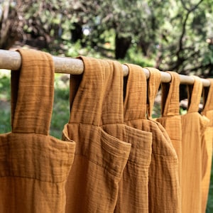 Terracotta Muslin Curtain: Handmade Boho Rust Cotton Panel