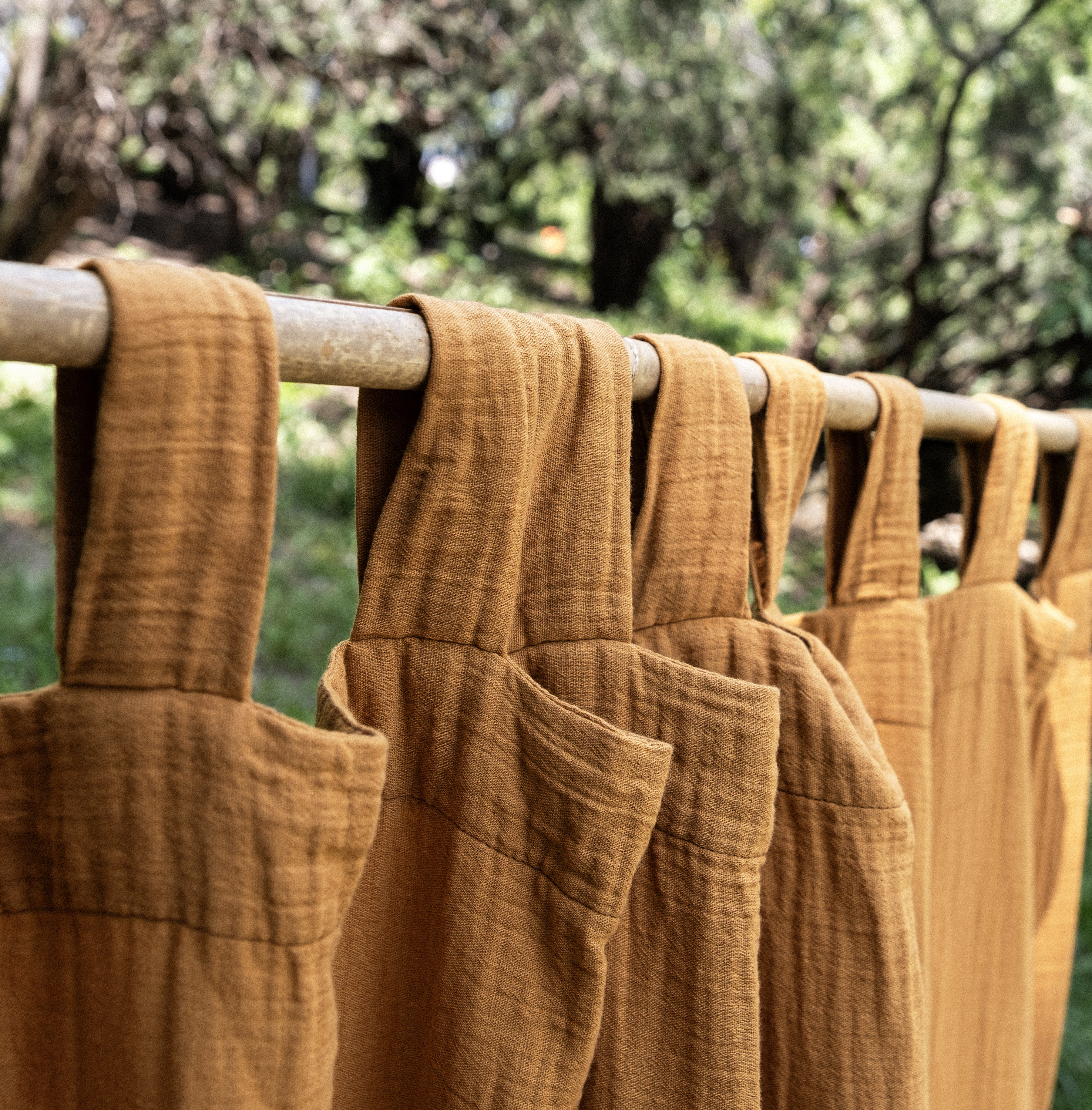 Terracotta Muslin Curtain: Handmade Boho Rust Cotton Panel