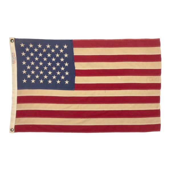 Pequeña bandera americana bordada de algodón vintage