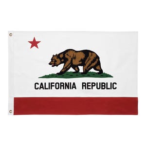 100% Cotton Canvas, California Republic State Bear Flag, Bright White, Made in USA