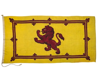 Large Vintage Royal Banner of Scotland, Wool Nautical Flag, Lion Rampant
