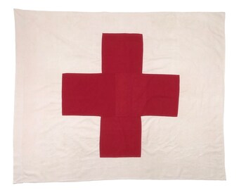 Vintage Sewn Cotton Red Cross Flag