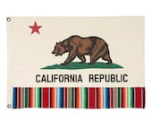 100%コットン、ナチュラルキャンバス、カリフォルニア共和国の州旗