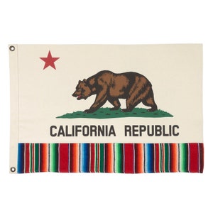 Cotton California Republic Flag with Mexican Serape Detail