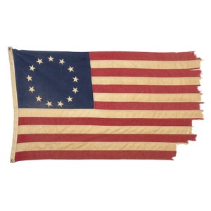Vintage Distressed Cotton Betsy Ross American Flag image 1