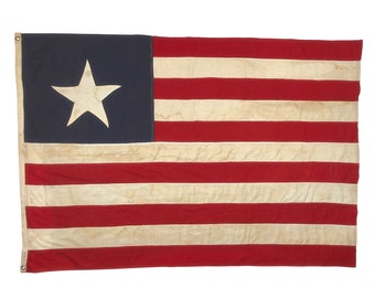 Große Vintage Flagge von Liberia aus Baumwolle genäht