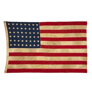 Vintage Cotton American Flag with 48 Sewn Stars