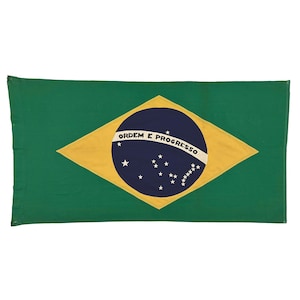 Vintage Sewn Cotton Flag of Brazil