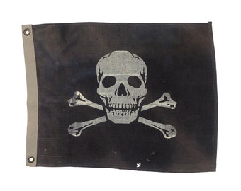 Small Distressed Pirate Skull Flag from Vintage Wool