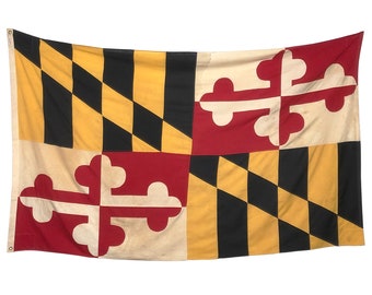 XL Vintage Genähte Baumwolle Staatsflagge von Maryland