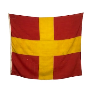 Bandera de señales náuticas vintage de lana de gran tamaño