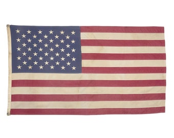 Vintage Cotton American Flag with Embroidered Stars