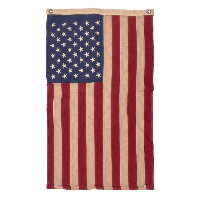 Embroidered Cotton American Flag with Vintage Style Overdye image 5