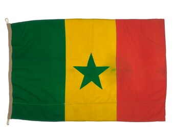 Vintage Wool Batik Flag of Senegal, Africa
