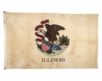 Vintage Baumwolle Distressed Flagge von Illinois