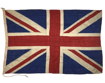 Bandera náutica vintage de la Union Jack cosida en lana