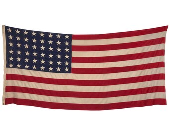 XL Vintage Cotton American Flag with 48 Sewn Stars