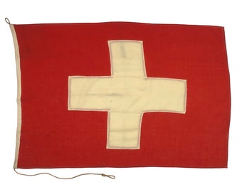 Vintage Wool Nautical Flag of Switzerland