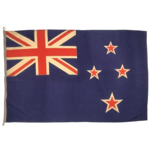 Large Vintage Wool Hand-Painted Flag of New Zealand