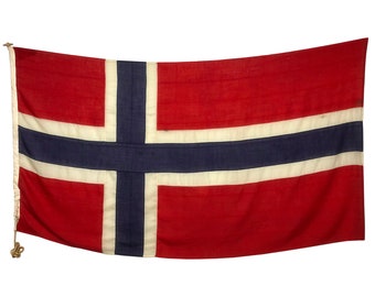 XL Vintage Wool Nautical Flag of Norway