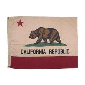 XL Cotton California Republic State Bear Flag, Vintage Style, Made in USA, New