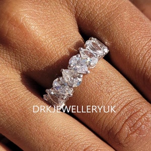 Moissanite Eternity Band, 14K White Gold Full Eternity Wedding Band, Stackable Moissanite Ring, Dainty Bridal Ring, Women’s Anniversary Band