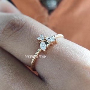 Anillo de abeja en oro macizo de 14 quilates, anillo de animal con diamantes cultivados en laboratorio, anillo minimalista de abeja, pequeño anillo llamativo para mujer, bonito anillo de oro.